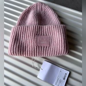 Acne Pink Ribbed Beanie